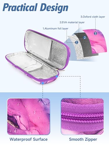 youshares portable insulin cooler travel case - tsa approved diabetic medication cooling bag eva insulated organizer for epi pens refrigerated diabetes supplies carrying storage kit with 2 ice pack