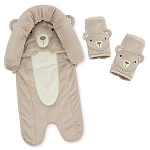 Travel Bug Baby & Toddler 3-Piece Head Support & Strap Covers Set for Car Seats, Strollers & Bouncers – Bear