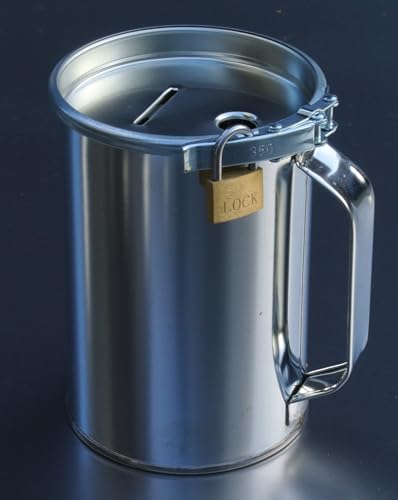 Spendendose mit Griff und Schloss, abschließbar, Sammeldose mit Griff, Sammelbüchse, Spardose