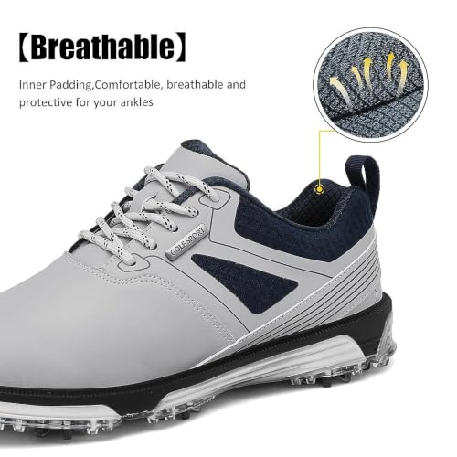 Image of ULTIANT Men's Golf Shoes Fixed Nailless Sole Waterproof Lightweight No-Slip Walking Shoes Size7.5-14