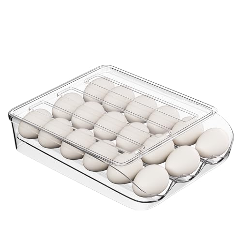 Image of Egg Holder for Fridge 16 Capacity Automatic Rolling Egg Organizer for Refrigerator, Clear Stackable Container for Kitchen or Pantry Storage 1 Pack