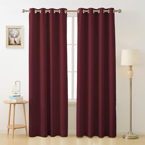 Image of Cloth Fusion 90% Blackout Door Curtains 7 Feet Long Set of 2, Room Darkening Parda with Stainless Steel Grommets for Home Decor (7x4 Feet, Mulberry)