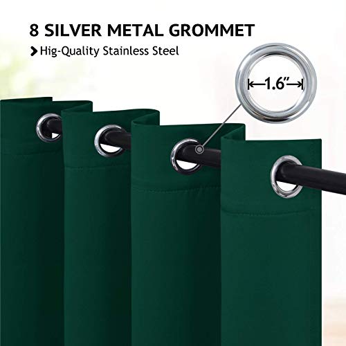 Image of COSVIYA Grommet Room Darkening Dark Green Curtains 54 inch Long for Bedroom | Light Blocking Insulated Thermal Curtains for Living Room, Blackout Thick Polyester Window Drapes,52x54 inches, 2 Panels