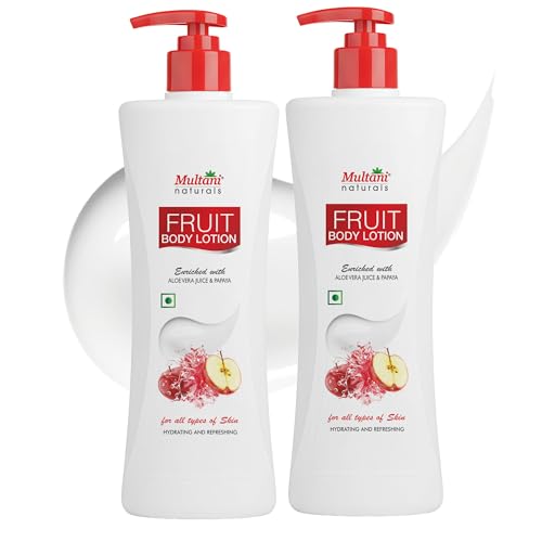 Image of Multani Natural Fruit Body Lotion (Pack of 2 (400ml each) | For Dry Skin | Moisturizer For Normal, Dry, Combination & Sensitive Skin | moisturizer body lotion for Women & Men | Hydrating & Refreshing | Helps in Dryness Reduction & Softens The Skin for brightening skin