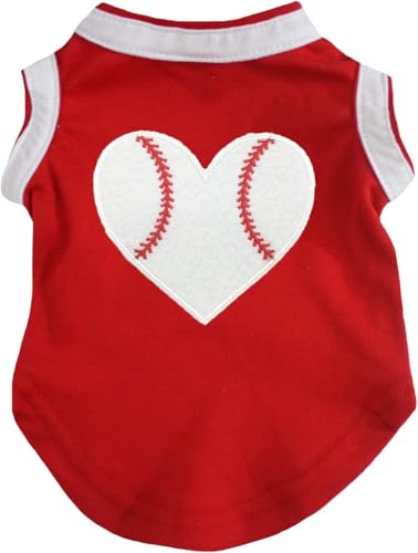 T-shirt pour chien cœur de baseball rouge XXL idéal pour les balades - 3