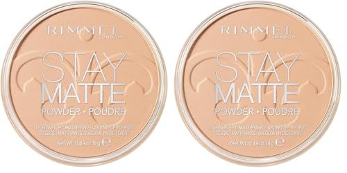 Image of Rimmel London Stay Matte - 004 Sandstorm - Pressed Powder, Lightweight, High Coverage, Shine Control, 0.49oz (Pack of 2)