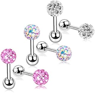 18G Stud Earrings Set for Toddler Girls Sensitive Ears with Screw Backs Surgical