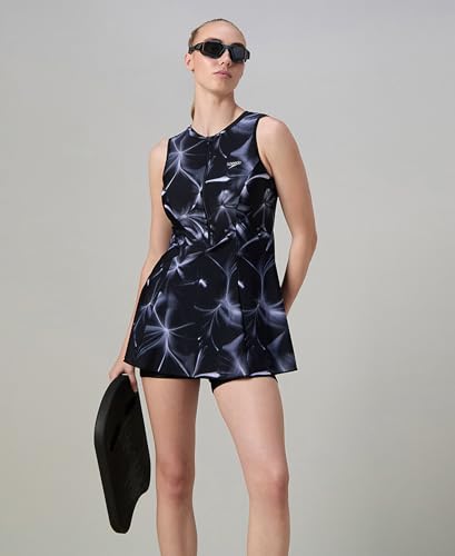 Image of Speedo Women's Endurabrite Closedback Swimdress with Boyleg | Swimming Costume | Swimming Suit for Women | Chlorine Resistance | UPF 40+ Sun Protection | Removable Bra Pads