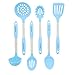 Culinary Couture Stainless Steel and Silicone Cooking Utensil Set with Ebook - Aqua Sky