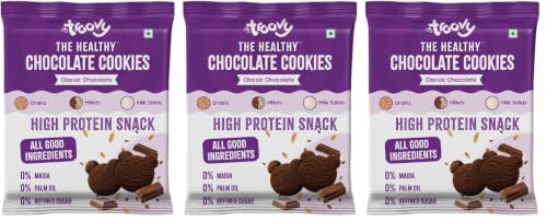 Image of Troovy Healthy Chocolate Cookies| Made with goodness of Millets, Ragi, Jowar and Whole Wheat | All Natural Ingredients | Made with Jaggery, No Processed Sugar | 80gm (Pack of 3)
