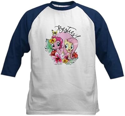 CafePress MLP Besties Baseball Jersey Kids Cotton Baseball Jersey, 3/4 Raglan Sleeve Shirt Navy/White
