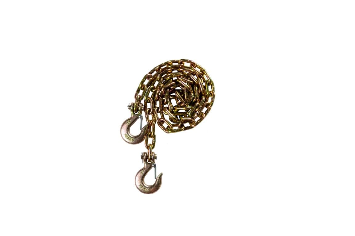 BulletProof Hitches - 5/16" Trailer Safety Chains with Hooks - Grade 70 Trailer Chains with Hooks - Rated to 18,800 lbs with a Working Load Limit of 4,700 lbs - Gold Chromate, Corrosion Resistant