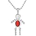 Sterling Silver Birthstone Necklace July Baby Brat Boy Ruby Color Cubic Zirconia, 1.5 mm Chain