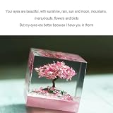 Handmade Resin Lamp, Cherry Blossom Tree Night Light, Unique Table Lamp with Solid Wood Base, USB Powered Aesthetic Room Decor, Gift(Single ornament 4.8cm/1.9in)