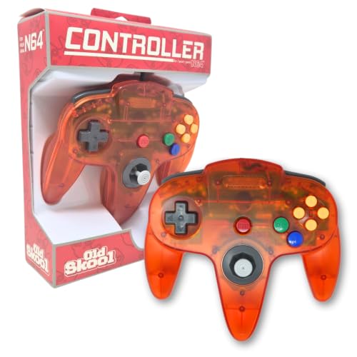 Old Skool N64 Wired Game Controller Joystick for Nintendo 64 - Fire Orange