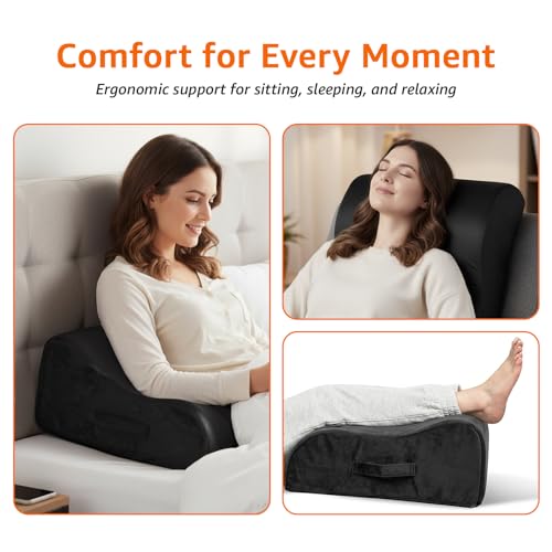 Image of amazon basics Wedge Elevator Pillow | Multi-Purpose Leg, Foot & Back Support | High Resilience Foam | for Sleeping, Relaxing & Lounging | 19 x 18 x 8 in | Grey