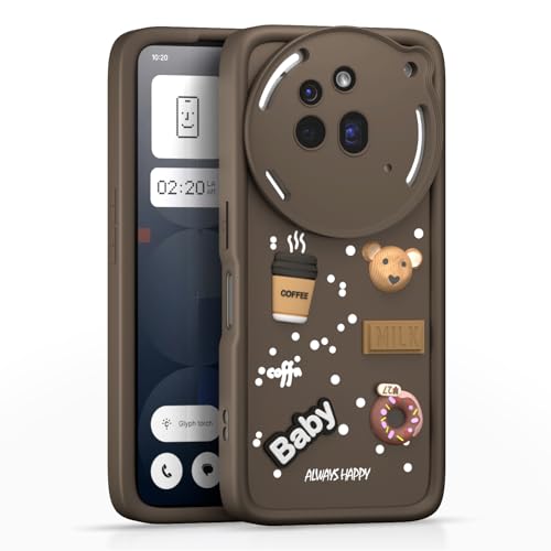 Image of Pikkme Back Cover for Nothing Phone 3a Pro 5G | 3D Cartoon Silicone Case Cute & Fun Full Protective Bumper Cover (Brown)