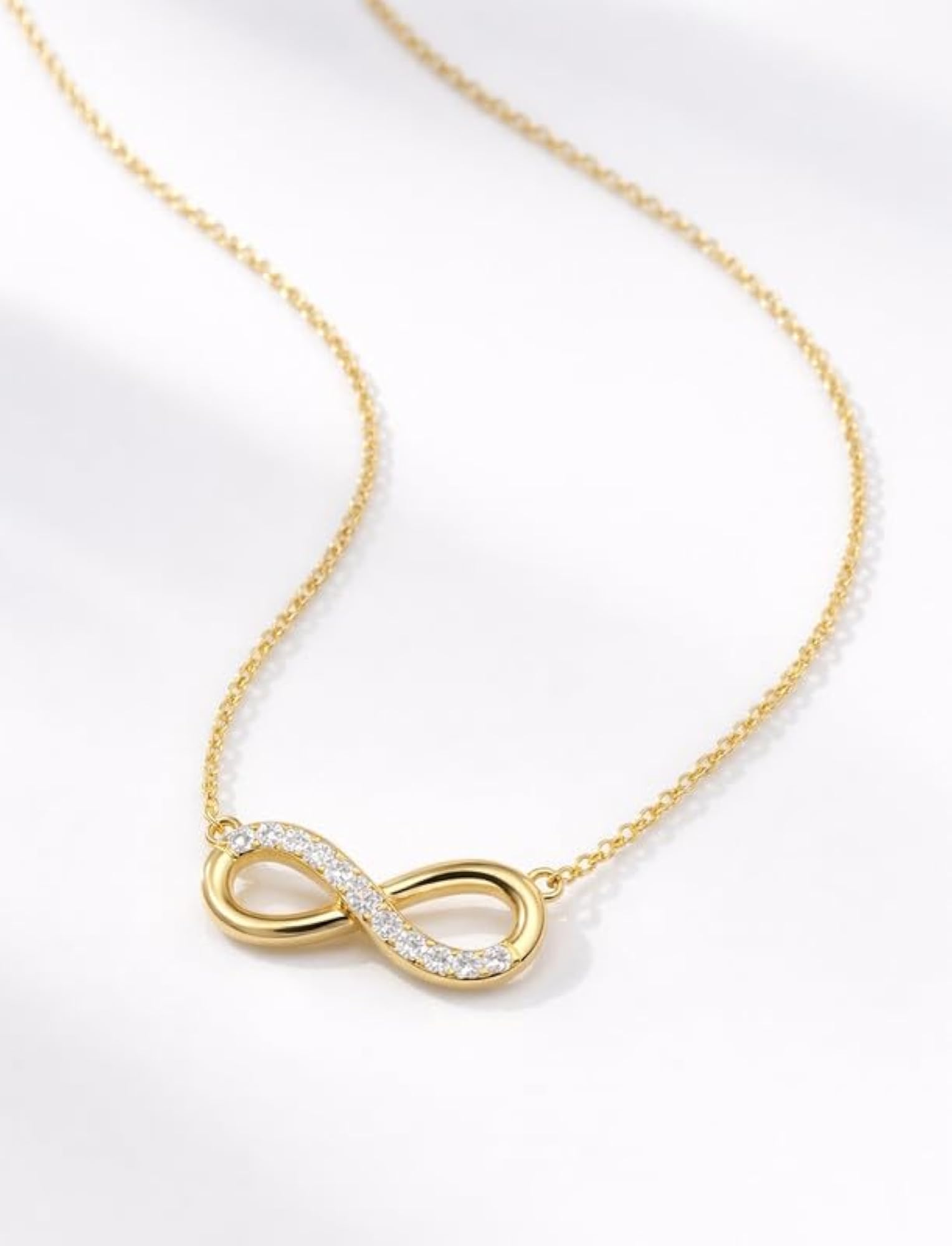 925 Sterling Silver Infinity Spark Necklace with CZ Accent