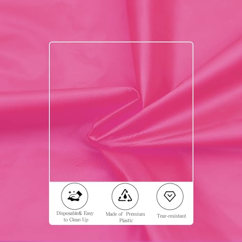 Image of tujol Hot Pink 6 Pack Plastic Table Cloth 84 inch, Disposable Round Tablecloth Table Cover, Plastic Tablecloths for Parties