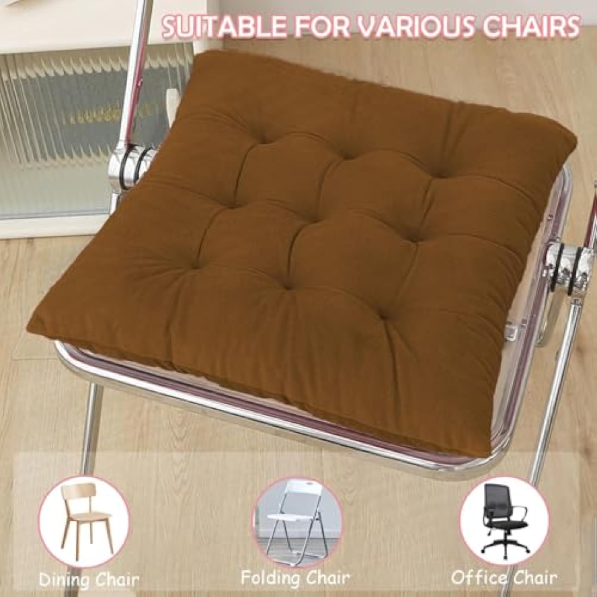 Velvet Chair Seat Cushion with Ties
