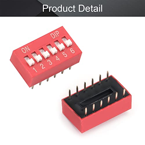 Fielect Dupla fileira 8 Posições 2,54 mm Pitch DIP Switch Flat Dial Plastic Metal Vermelho 10 peças,