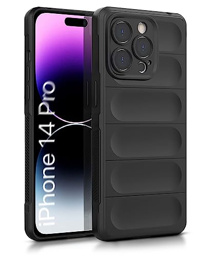 Image of WOW IMAGINE Ultimate Silicon Back Cover Case for Apple iPhone 14 Pro | Military Grade Drop Protection Shockproof Bumper | Anti-Slip Grip | Scratch Proof Micro-Fibre Cloth Inside (Pitch Black)