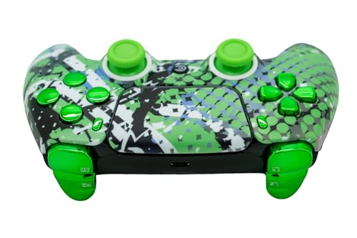 Image of Custom Controllerzz Custom Wireless Controller Compatible with PS5 - Multiple Designs Available (Swamp Fade & Green Chrome)