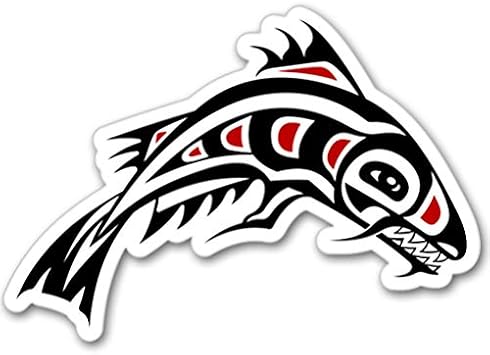 Native Shark Fish Pacific Northwest Alaska Sticker, 3 in | For Water Bottle, Tumbler, Car, Laptop, Phone, Waterproof Vinyl Decal
