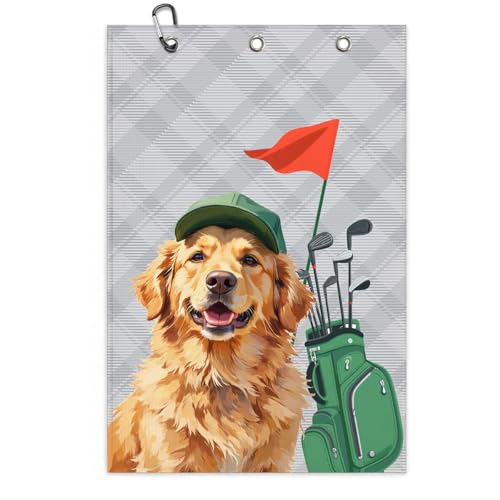 Golden Retriever Golf Towel 16x24 Inch, Dog Gifts Waffle Weave