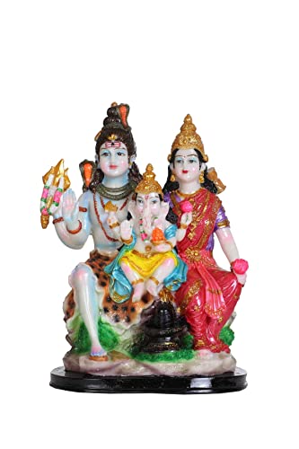 Image of B.S HANDICRAFTS Polystone Shiv Parivar Murti Idol Big Lord Shiva Family Statue (Height 13 Inch), Multicolor