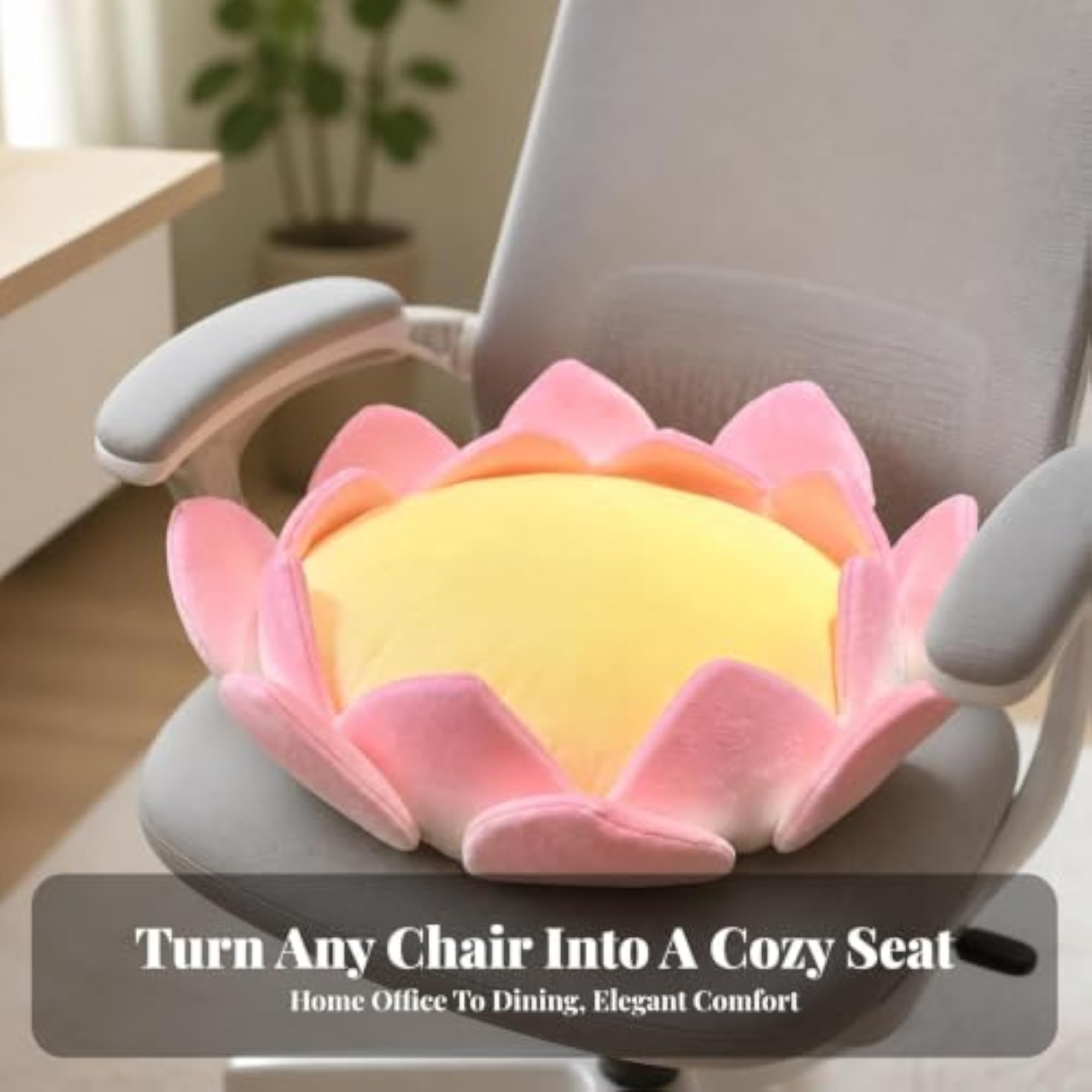 Plush Rounded Flower Seat Cushion for Tatami Room