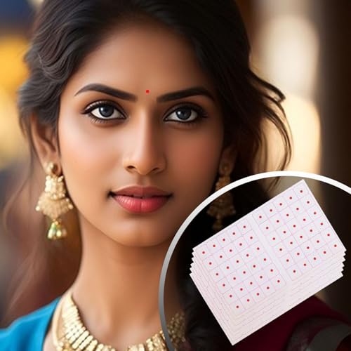 Image of VAMA Fashions 3mm Sticker Small Round Self-Adhesive Bindis Set for Women Girls Reusable Skin-Friendly Non-Toxic Forehead Dots Bindis for Daily & Festive - 6 Cards (3MM Red Bindi)