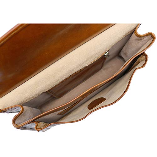 Floto Firenze Dowell Italian Leather Briefcase Messenger Bag Men's Business Bag (Olive Honey Brown) #TOP5
