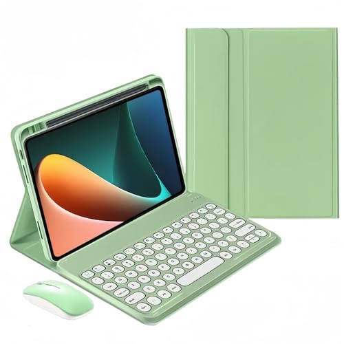 kaidisen Keyboard Case for iPad A16 2025/ iPad 10th Generation 2022 Case with Bluetooth Mouse and Detachable Cute Round Key Candy Color Keyboard Cover,Mint Green