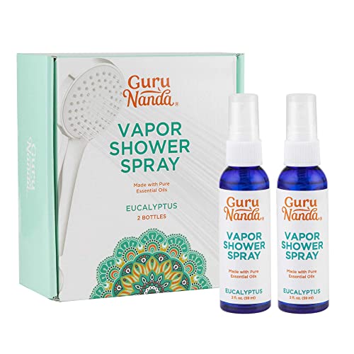 GuruNanda Eucalyptus Shower Spray Aromatherapy (4 Fl. Oz), Daily Shower Spray Mist - Luxury Home Spa and Bath with Pure Eucalyptus Essential Oil Spray, Best Mothers Day Gifts, Vapor Spa Mist - 2 Pack