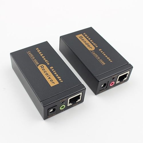 suckoo Repetidor extensor de áudio de rede RJ45 para VGA 3.5 100 m, cabo de rede único, PC, host, la