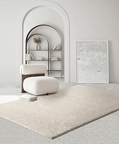 Taracarpet Waschbarer Langflor-Teppich Hochflor Shaggy-Teppich Uni Einfarbig ideal für Wohnzimmer, Schlafzimmer und im Bad als Badematte aus hochwertigem Polyester Creme 120x170 cm Cover