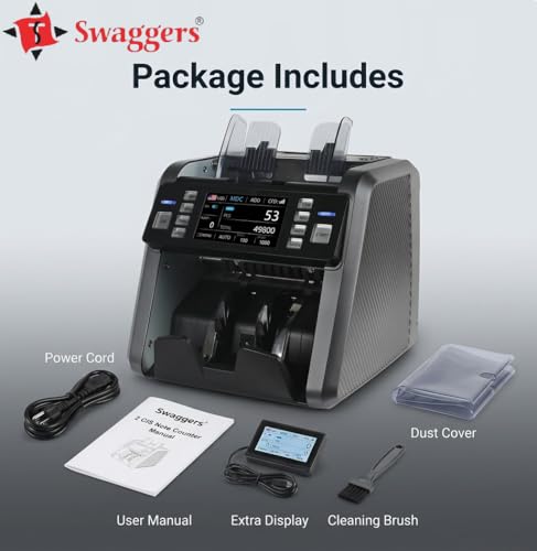 Image of swaggers Heavy Duty Mixed Denomination Note Counting Machine with 2 CIS Sensors, Multi Currency Supports| UV /MG /IR /MT Fake Note Detection| Serial Number Recognition, Touch Screen