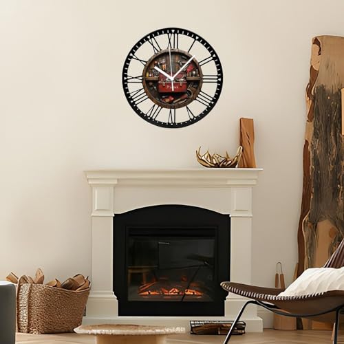 Reloj de Pared Redondo de Madera y Metal 10 Pulgadas miniatura 7