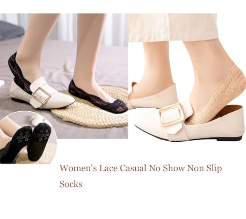 5 Pairs Women's Lace Casual No Show Non Slip Socks Invisible Cotton Low Cut Liner Boat Socks2