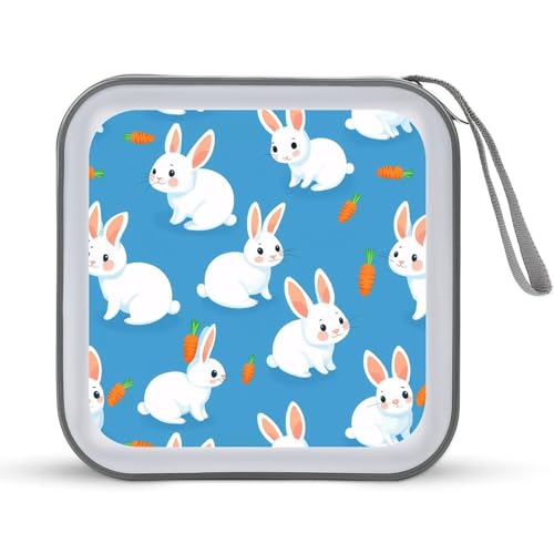 Rabbit Bunny Carrot Printed CD Case Portable DVD Holder Storage Organizer for Home Travel