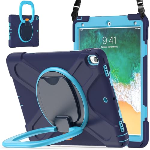 Coque iPad Air 3 anti-choc JZ avec poignée et bandoulière bleue