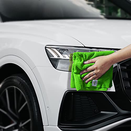 Image of SOFTSPUN Microfiber Cloth - 4 pcs - 30x40 cms - 340 GSM Green - Thick Lint & Streak-Free Multipurpose Cloths - Automotive Microfibre Towels for Car Bike Cleaning Polishing Washing & Detailing