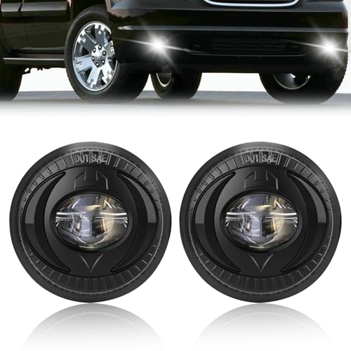 Shocklight LED Fog Lights Compatible with 2007-2014 Chevy Suburban Avalanche, 2007-2013 Tahoe Camaro, 2015-2017 Colorado Silverado, 2007-2016 GMC Acadia Yukon Sierra Canyon- Circular Light