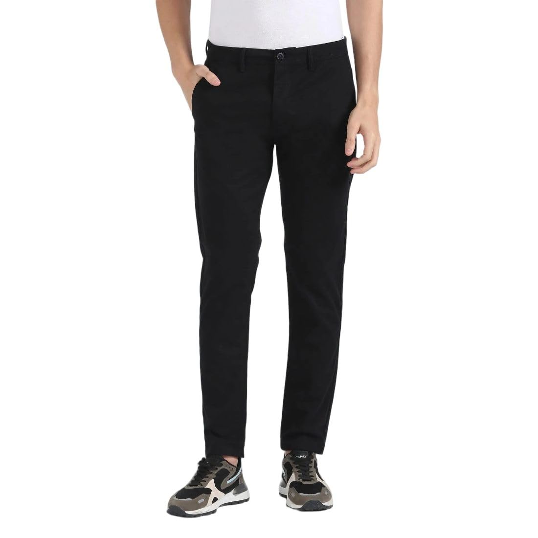 flying machine Men's Slim Tapered Fit Trousers| Solid | Mid Rise-picture-35