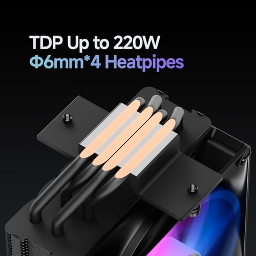 Image of Delta A40 ARGB CPU Air Cooler,120mm Hydraulic Bearing Silence PWM Fan, UP to 2000 RPM, 4 Copper Heat Pipes,TDP 220W,ARGB PC Cooler Fan for AMD AM4 /AM5,Intel LGA 115X /1200 /1700 /1851,BK