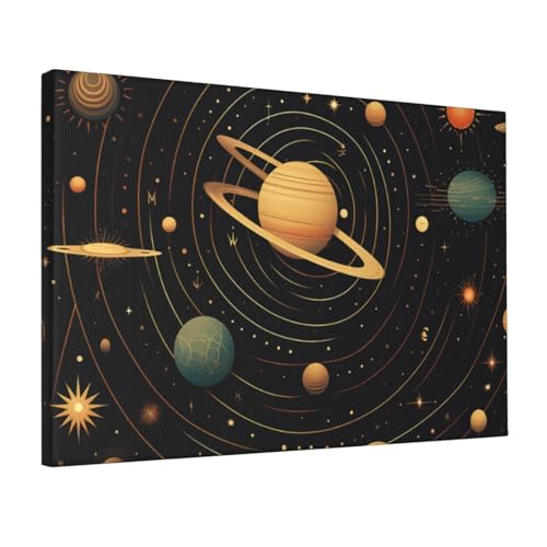 Impression sur toile astronomique rétro décoration murale 30x45cm