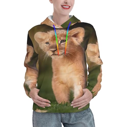 Sweat à capuche imprimé lion pour femme idéal pour le quotidien