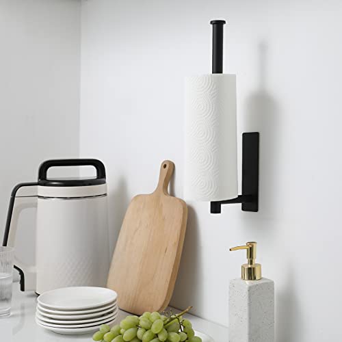 Theaoo Under Cabinet Paper Towel Holder For Kitchen, Adhesive Towel Roll Rack For Bathroom,Wall Mounted Matte Black, Sus304 Stainless Steel #TOP2