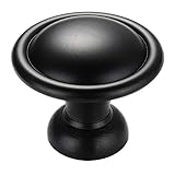Amazer Cabinet Round Knobs, Black Cabinet & Furniture Knobs Hardware Round Pull Knob with Bulged Surface - 1.2